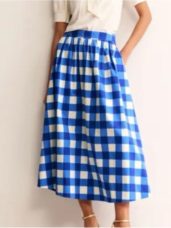 Boden Dresses & Skirts - Boden Layla Cotton Sateen Blue and White Gingham Midi Skirt